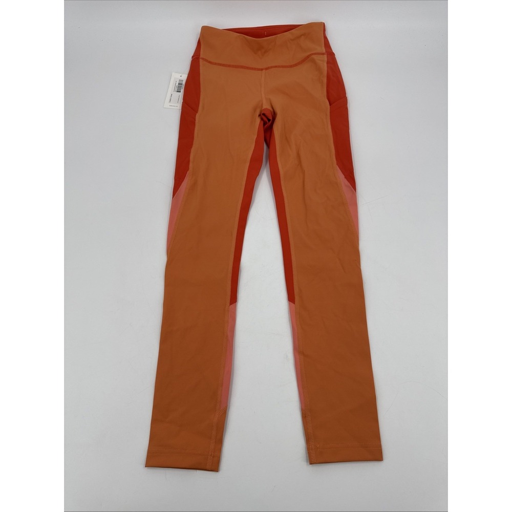 Outdoor Voices Colorblock Athletic‎ Leggings High Waist Pockets Orange XS